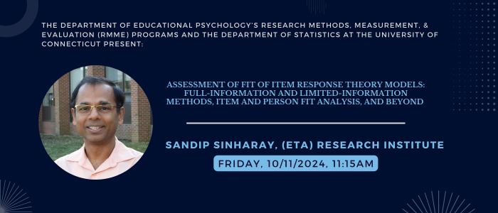 Dr. Sandip Sinharay presents an RMME/STAT Colloquium on October 11, at 11:15am ET