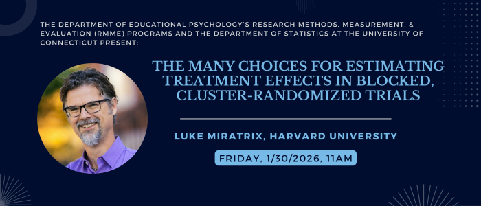 Dr. Luke Miratrix presents an RMME/STAT Colloquium on January 30, at 11am ET
